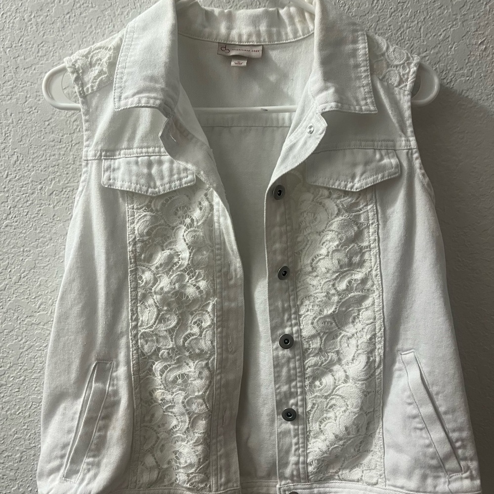 White Lace Denim Vest